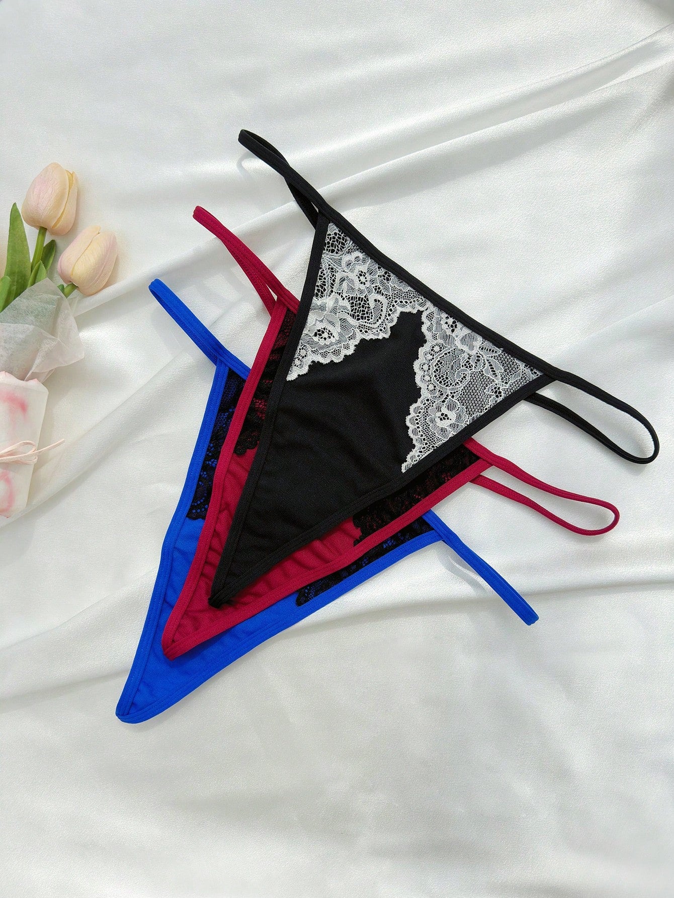 Underwear&Sleepwear Basics Plus Size Lace Patchwork Thong Panties