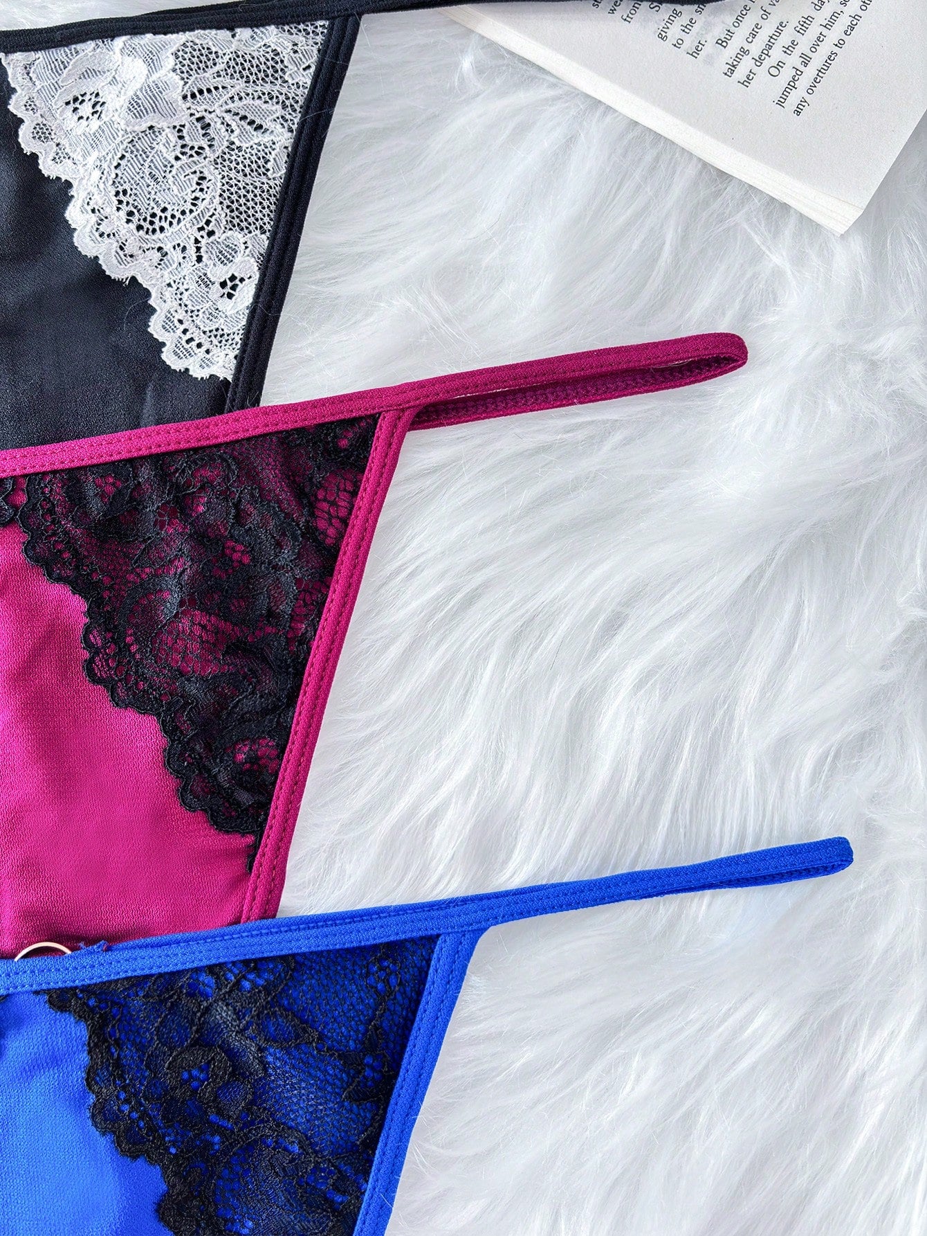 Underwear&Sleepwear Basics Plus Size Lace Patchwork Thong Panties