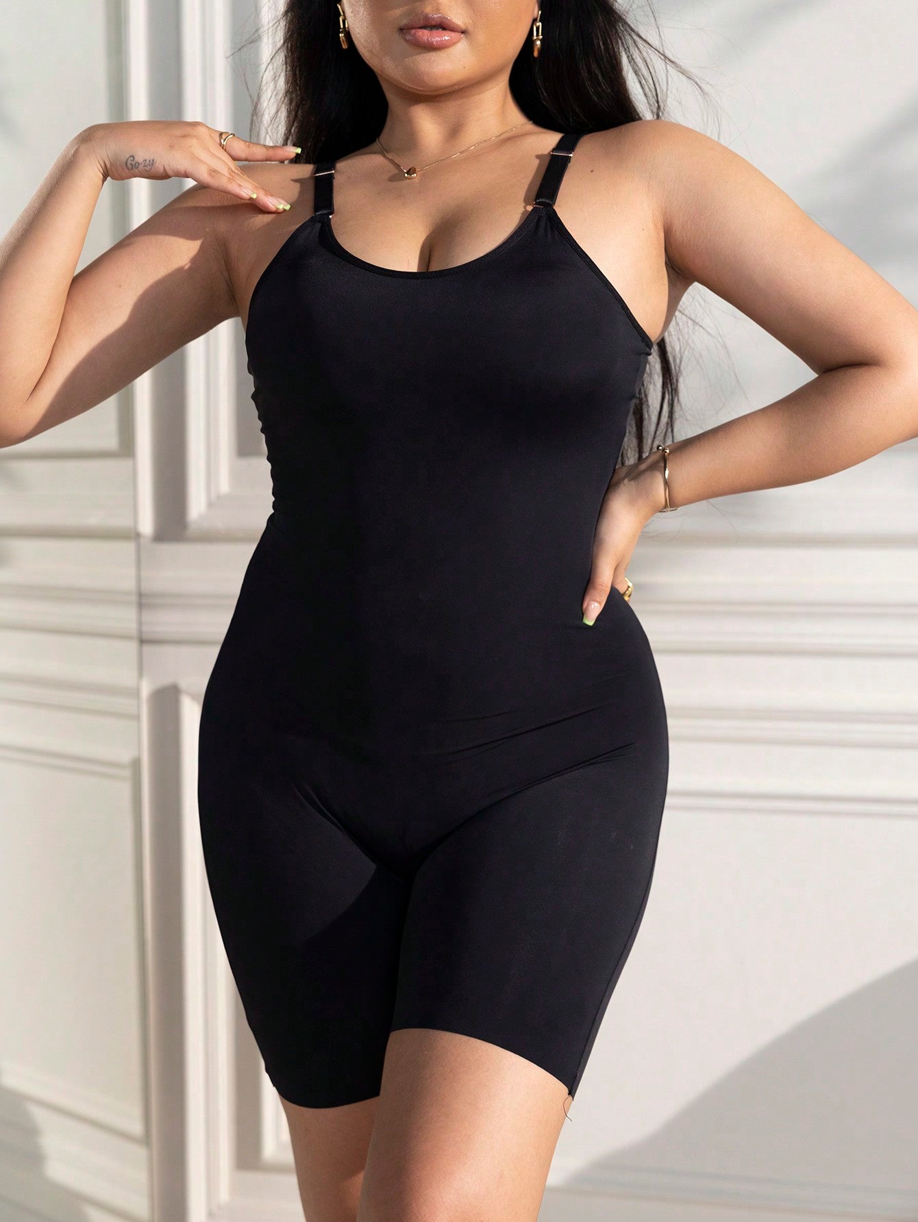 Plus Size Bow Detail Shapewear Medium Stretch Lightweight Bodysuit