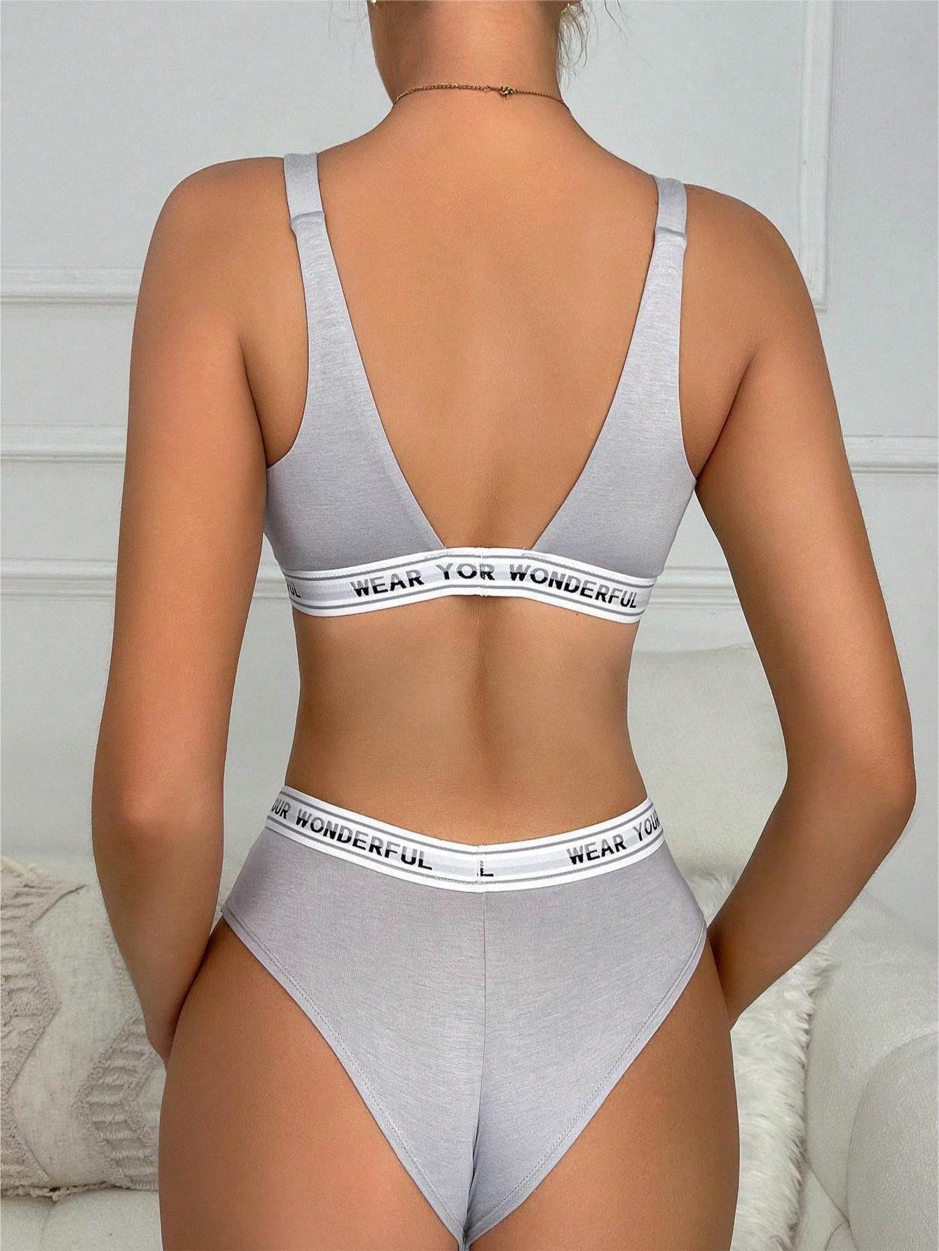 Slogan Tape Lingerie Set