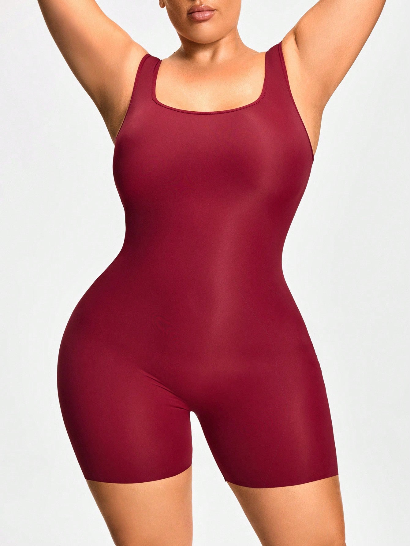 Women's Plus Size Stretchy Corset Unitard Romper With Tummy Control And Butt Lifter